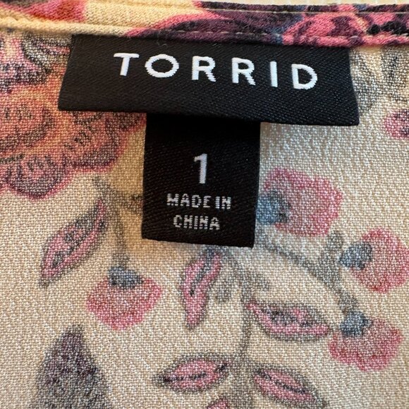 TORRID Babydoll Rayon Crepe Embroidered Lace-Up Top Plus Size 1X Boho - Picture 6 of 11